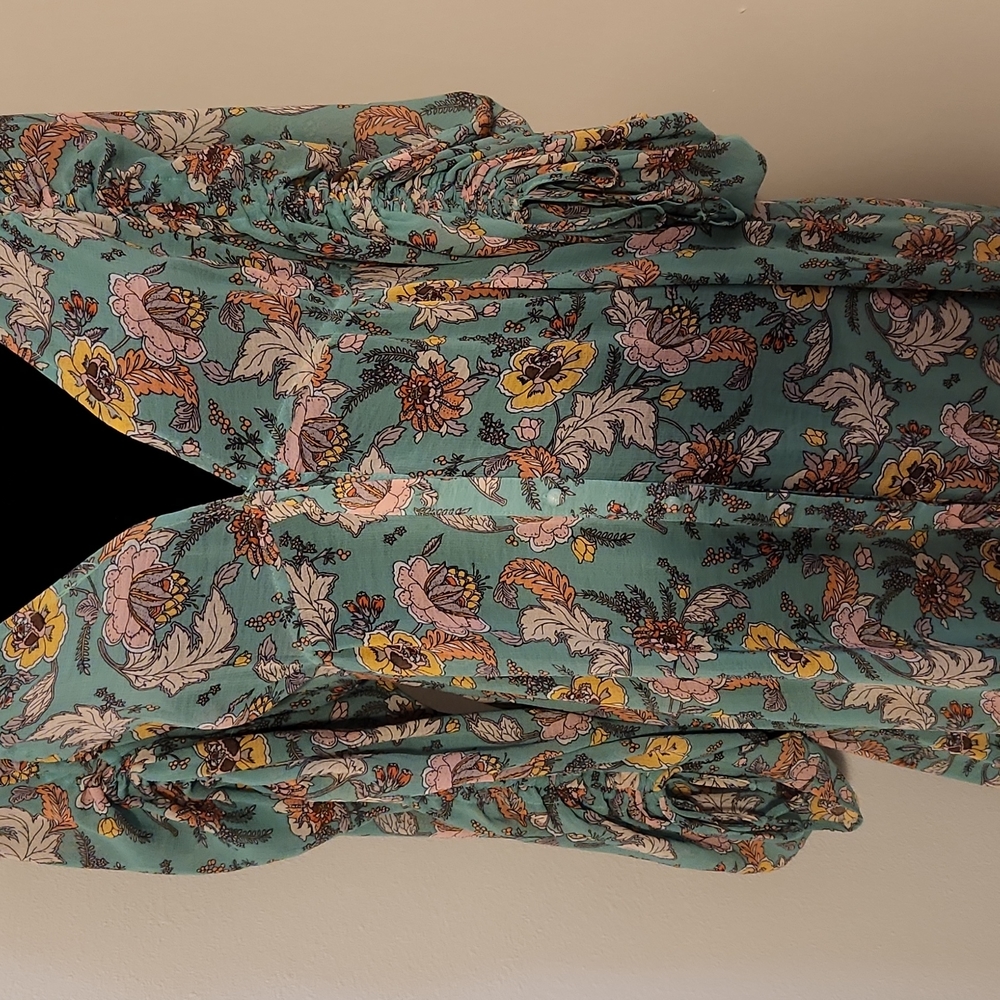 Free People green Long sleeve sheer floral fall Maxi Dress - Picture 6 of 13